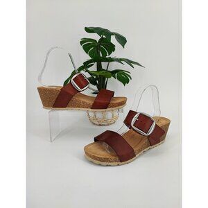 Yokono Women's Leather Sock Brown Double Strap Sandals Size 9.5 US